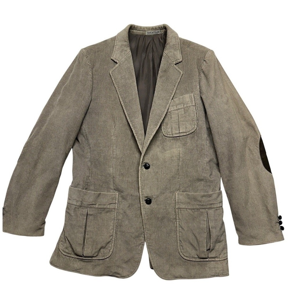 Vtg Brad Whitney 70s Corduroy Blazer Mens 40L Tan Elbow Patches Retro Sport Coat